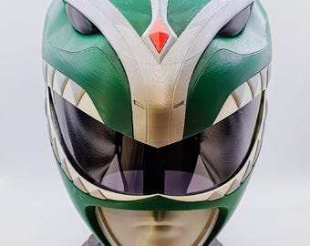 Casco de Ranger Verde Fighting Spirit Mighty Morphin Power Rangers MMPR Dragonzord Zeo portátil Regalo para él Artículo de colección Comic Con