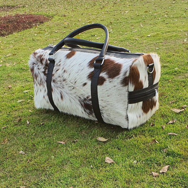 Duffel Travel Bag - Cowhide cute Duffel Bag - weekender bag for women  Men -Boys and girls trip bag - Gym luggage bags- Shoulder Duffle Bag