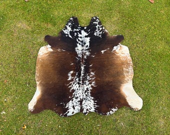 Tricolor Cowhide Rug – Genuine Brazilian Leather Area Rug