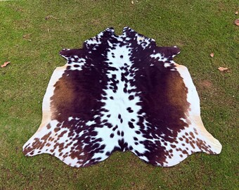 Genuine Tricolor Brazilian Hair on Cowhide Rug, Cow Hide Rug