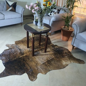 Brindle Cowhide Rug, Custom Rug for Bedroom, Brazilian Hair On Hides, Ready to Ship