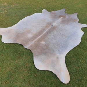 Real Gray White cowhide rug - large cowhide rug - White cowhide rug - Hair on hides -  Animal cowhide rug