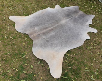 Real Cowhide Rug Grey and White, Exotic Cowskin Rug, Living Room Area Rug, Bedroom Aesthetic Handmade Cowhide Rug, Home Decor Custom Cowhide