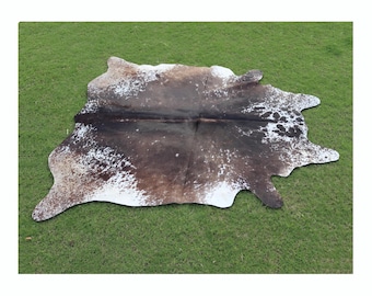 Alfombra de piel de vaca exclusiva - Alfombra de piel de vaca tricolor genuina marrón y blanca - Alfombra de piel de vaca grande - Alfombra de piel de vaca brasileña - Piel de vaca atigrada moteada