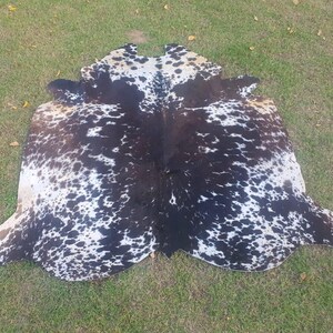 Genuine Brown and White Cow Skin-Tricolor Cowhide-Brazillian Area Rug-Hair On Cowhide for Living Room-Western Cowhide Decor-Speckled Cowhide