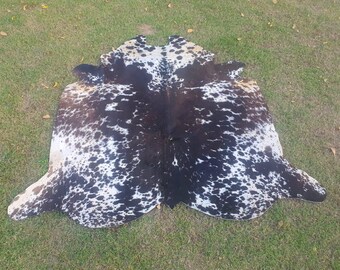 Genuine Brown and White Cow Skin-Tricolor Cowhide-Brazillian Area Rug-Hair On Cowhide for Living Room-Western Cowhide Decor-Speckled Cowhide