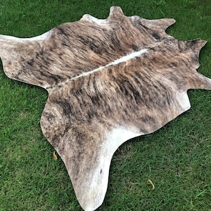 Brown Brindle Cowhide Rug- Genuine Brown cowhide Area rugs - Hair on hides spotted rugs- Black white cowhide rugs- Large -Small cowhide rug