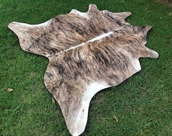 Brown Brindle Cowhide Rug- Genuine Brown cowhide Area rugs - Hair on hides spotted rugs- Black white cowhide rugs- Large -Small cowhide rug