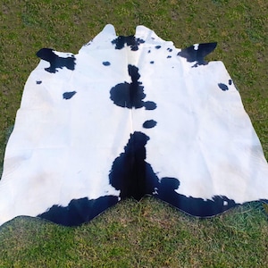 Real Cowhide Rug-Black and White Cowhide-Hair on Rugs-Beautiful Rug-Brindle Cowhide-Leather cowhide rug-Black spot rug-Speckled cowhide rug