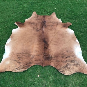 Genuine Brown and White Cow Skin-Hain on Cowhide for Living Room-Western Decor Cowhide-Brazillian Area Rug-Natural Tricolor Cowhide
