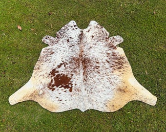 Natural Brown and White Speckled Cowhide - Salt and Pepper Cow Skin - Hair on Cowhide - Real Cow Rug - Leather  Cowhide - Ideal Gift for Her