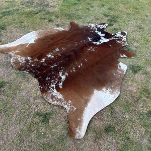 Cowhide Rug-Genuine Brown and White Cowhide Rug-Exclusive Cow Skin Rug For Western Home Decor-Brazillian Cowhide Area Rug- Large Cowhide Rug