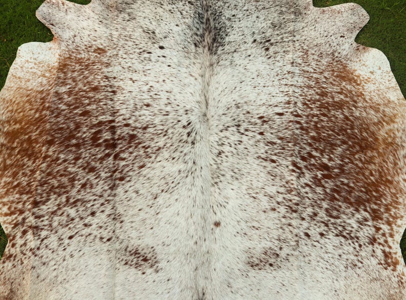 Cattle Hide Rug Natural Tricolor Cowhide - Brown and White Genuine Cow Skin Rug - Hair ...