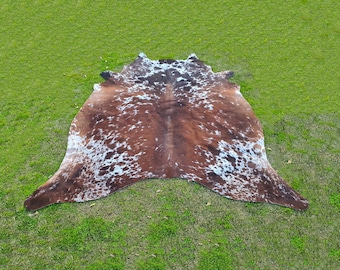 Tapetes de couro de vaca tricolor, tapetes de pele de vaca genuína marrom e branca, tapetes de couro de vaca com pelos para decoração ocidental, peles de vaca naturais para sala de estar