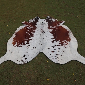 Real Cowhide Rug Brown and White-Exclusive Cow Skin Rug for Western Home Decor-Large Cowhide Rug-Brazilian Cowhide Area Rug-Tricolor Cowhide