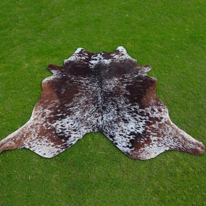 Tricolor Cowhide Floor Area Rugs Brown and White Real Cowhide Skin Rugs Hair On Luxury Cowhides for Home Decor Brindle Cowhide Rugs Large