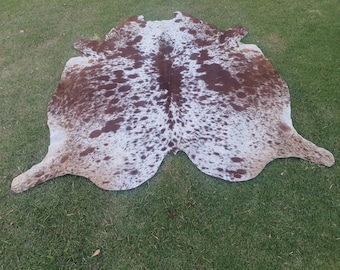 Real Cowhide Rug-Living room cowhide rug-brown and White Cowhide-Leather Rug-hair on Hide-Speckled cowhide rug-Brown Spottedrug-Cow hide rug