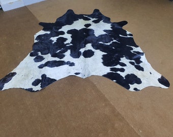 Genuine Black and White Cowhide Rug-Exclusive Cow Skin Rug for Western Home Decor-Spotted Large Cowhide Rug-Brazilian Cowhide Floor Area Rug