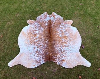 Exotic Brown and White Cowhide Rug-Genuine Spotted Cow Skin Rug For Western Home Decor-Brazillian Floor Area Rug-Luxury Hair on Cowhide