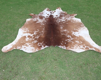 Cowhide Rug Speckled Brown White, Western Cow Skin Rugs Natural Hair On, Rugs for Upholstery, Custom Carpet Area Rugs for Rustic Home Decor