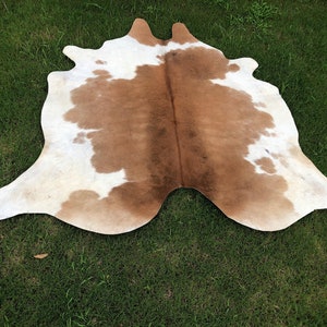 Increíble alfombra de piel de vaca marrón moteada, alfombra de piel de vaca marrón/blanca, alfombra de cuero con pelo de vaca, alfombra personalizada para sala de estar, regalo de decoración del hogar para ella