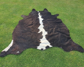 Cowhide Rug Black & White, Exclusive Brazilian Cow Skin Rug, Large Living Room Area Rug, Handmade Animal Skin Carpet Rug, Upholstery Leather