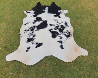Cowhide Rug-Black and White Rug-White Cowhide Rug-Cowhide Rug-Soft Carpet Cowhide-Living Room Cowhide-Ottoman Cowhide-Brindle Cowhide-Cowhid