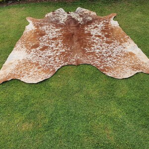 Exotic Brown Cowhide, Spotted Brown Real Cow Skin Rug, Living Room Custom Area Rug, Leather Home Decor Gift for Her, Handmade Upholstery Rug