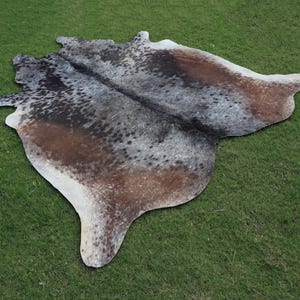 Exclusive Brown and White Cowhide Rug-Genuine Cow Skin Rug-Large Cowhide Rug-Tricolor Brindle Cowhide Rug-Brazilian Cowhide Area Rug-Cow Rug