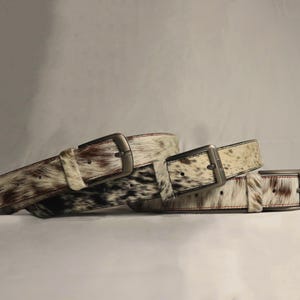 Natural Cowhide Leather Belts-Handmade Leather Belts-Hair On Cowhide Belts-Genuine Cow Skin Unisex Belts-Cowhide Belt for Men-Gift for Hubby
