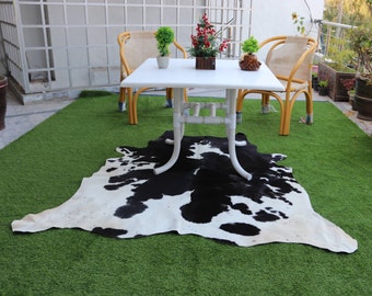 Cueros de vaca en blanco y negro, alfombras de cuero de vaca con pelo natural, alfombras de área de piel de vaca para decoración del hogar Boho, alfombras interiores de cuero de vaca y alfombras de tapicería