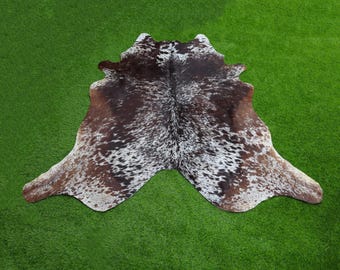 Luxury Tricolor Cowhide Rug Brown and White Large Cowhide Rug Brindle Hair On Cowhide Skin Rug for Home Decor Real Cow Skin Area Rug