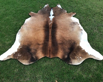Tricolor Cowhide-Genuine Brown and Black Cow Skin Rug-Hair on Cowhide for Living Room- Western Decor Cowhides-Brazillian Floor Area Rug