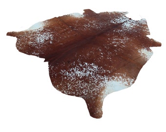 Tapete de couro bovino natural, tapete de couro bovino marrom e branco, tapete de couro bovino salpicado para estofamento, tapete de chão com decoração country, couro com pelo verdadeiro.