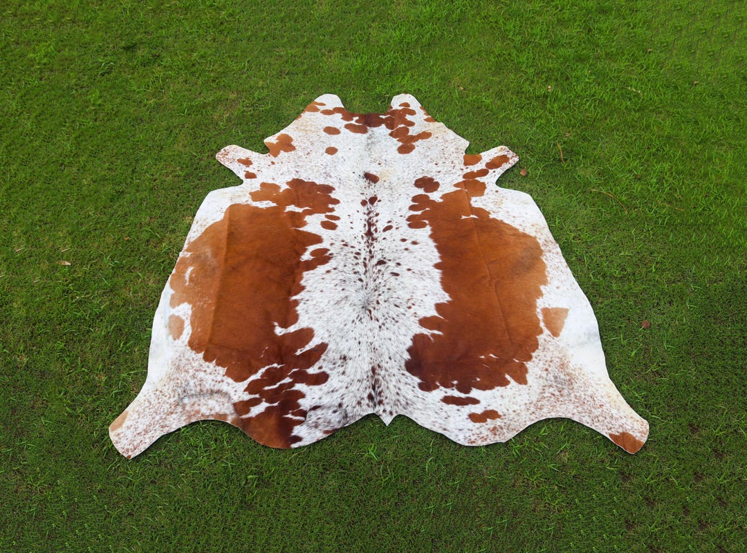 Cattle Hide Rug Natural Tricolor Cowhide - Brown and White Genuine Cow Skin Rug - Hair ...