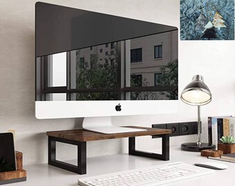 Soporte de monitor de madera / Soporte de TV de monitor de madera / Soporte para computadora portátil / Elevador de monitor / Accesorios de escritorio / Soporte de altavoz / Estante de escritorio hecho en Reino Unido / EE. UU. / Ca