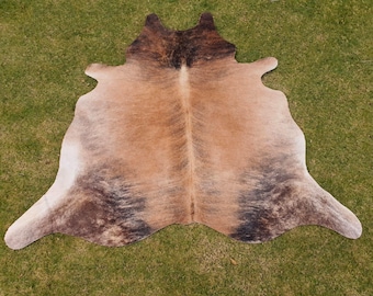 Tricolor Cowhide- Genuine Brown and Black Cow Skin-Beige Cowhide-Hair on Cowhide Rug for Living Room-Western Home Decor-Brazillian Area Rug