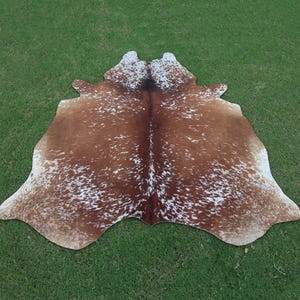 Brown and White Real Cowhide Rug-Brazilian Cowhide Area Rug-Tricolor Cowhide-Large Cowhide Rug-Exclusive Cow Skin Rug For Western Home Decor