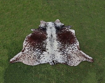 Tricolor Cowhide Rugs - Brown and White Genuine Hair-On Cowhide Rugs - Exclusive Cowhides for Home Decor - Cowhide Floor Area Rugs