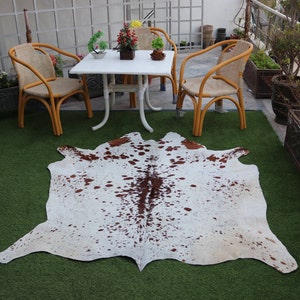 Alfombra de piel de vaca moteada marrón y blanca, alfombra de piel de vaca brasileña genuina, alfombra de piel de animal de estilo moderno, alfombra de piso atigrado para sala de estar