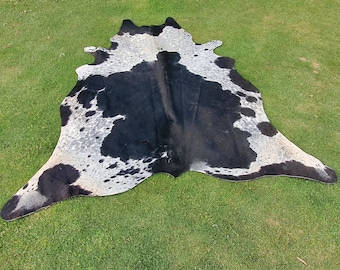 Alfombras de cuero de vaca en blanco y negro, alfombras de piel de vaca panda negro con pelo natural, alfombras hechas a mano para tapicería, alfombras de área personalizadas para decoración del hogar Boho