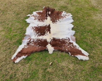 Brown and White Goatskin Hide, Exclusive Goatskin Pelt, Natural Goatskin Rug, Home Decor Animal Skin Rug, Bedroom Aesthetic Floor Area Rug