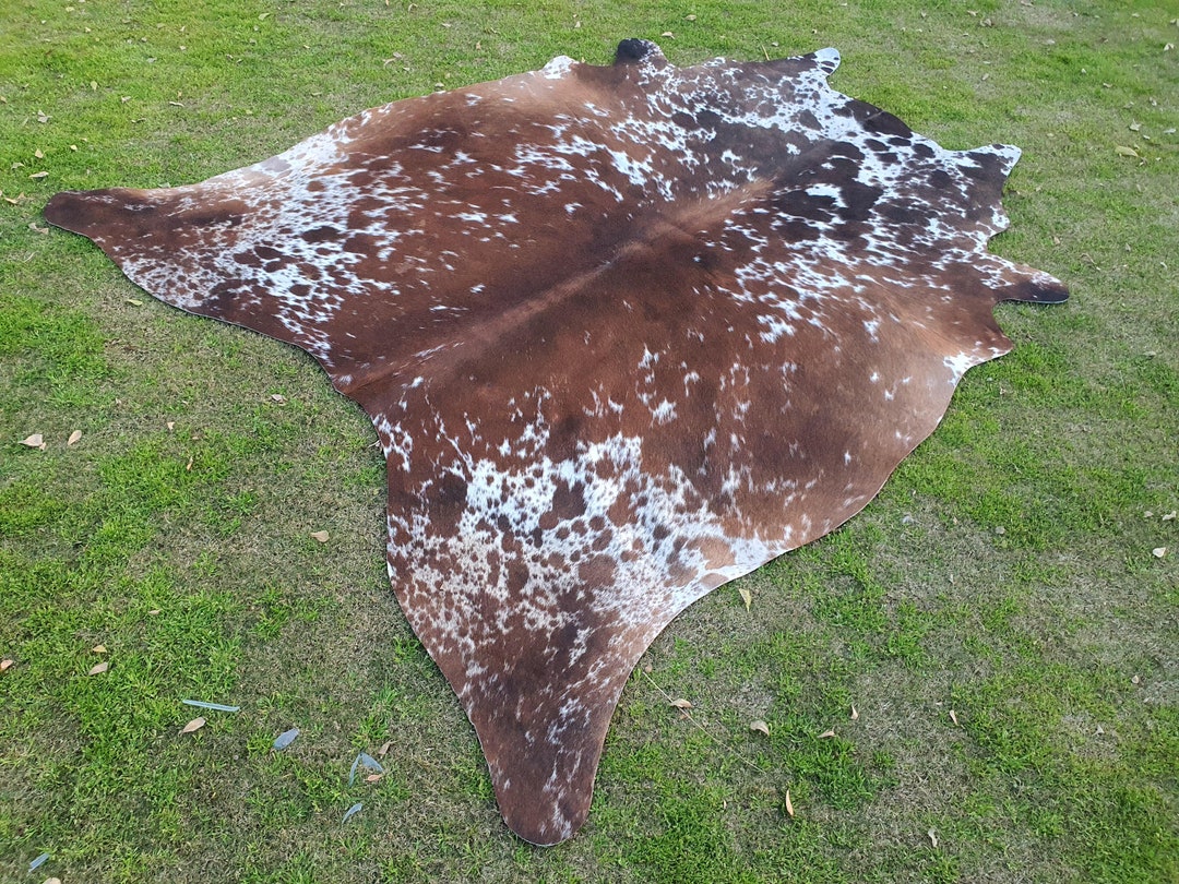 Cattle Hide Rug Cowhide Rug Speckled Brown and White - Tricolor Cow Skin Rug - Cow Hide ...