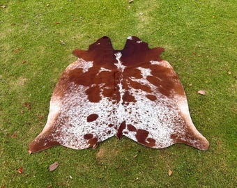 Genuine Tricolor Brazilian Hair on Cowhide Rug, Cow Hide Rug