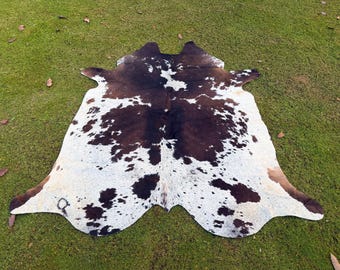 Natural Dark Brown and White Cowhide - Brindle Cow Skin - Hair on Cowhide - Real Cow Rug - Leather  Cowhide - Western Decoration Floor Rug