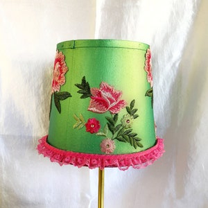 Green and Pink Floral Lampshade: lampshade, table lampshade, flower decor, floor lampshade, diy lampshade, home decor, handmade lampshade