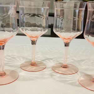 Tiffin Franciscan Pink Water Glasses - Set of 4 Vintage Stemware