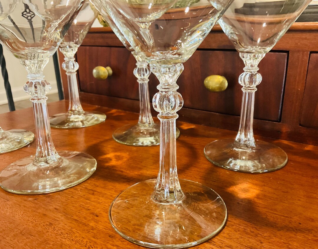 Libbey Ribbed Glassware Vintage Libbey Stardust Coupe Glasses: MCM Ball Ribbed Stemware Set - Etsy