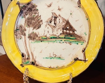 Vintage Albisola Majolica Plate, Hand-Painted Italian Pottery, Signed Ceramic Art