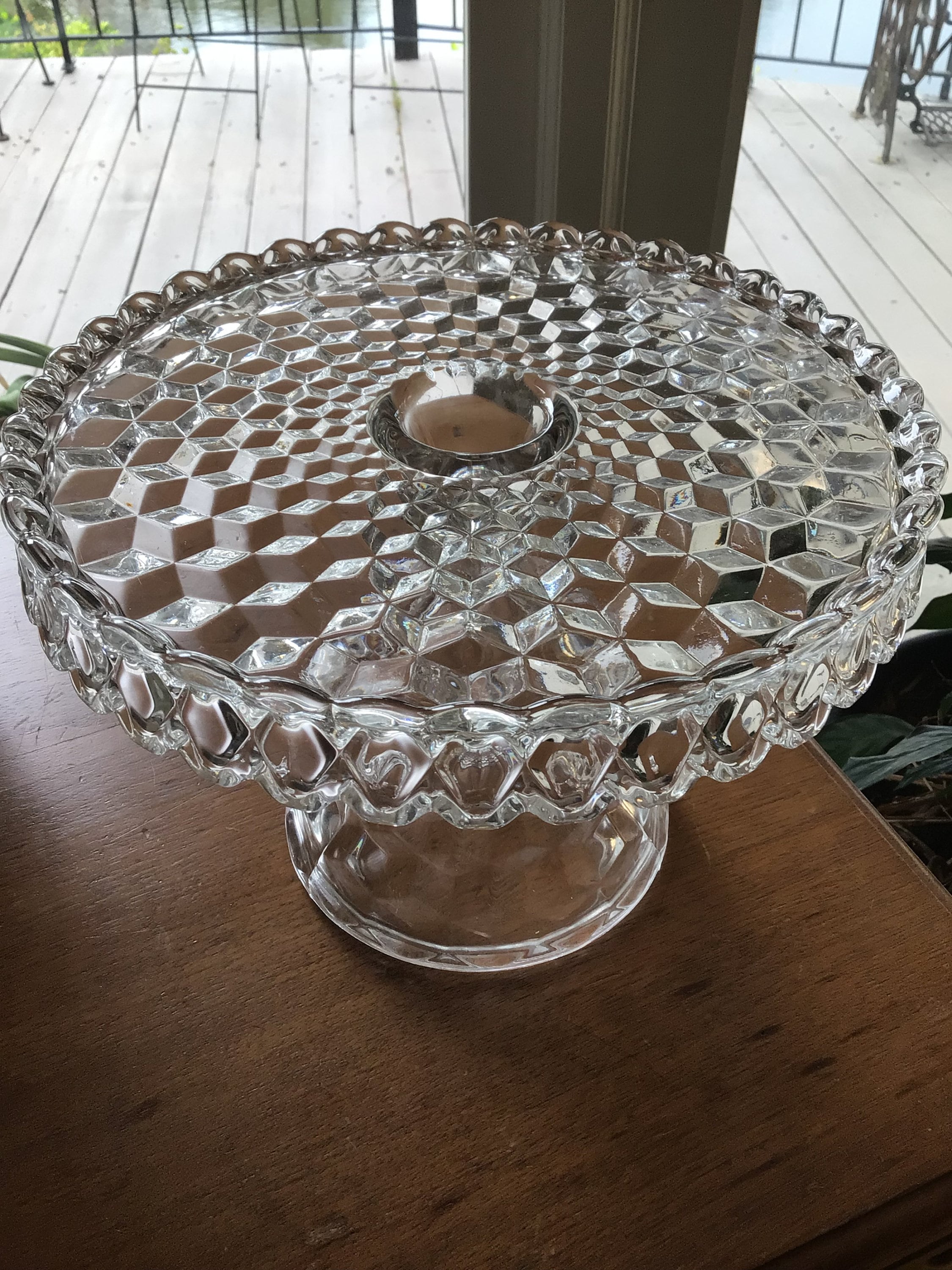Vintage Fostoria American Pedestal Cake Stand With Rum 10